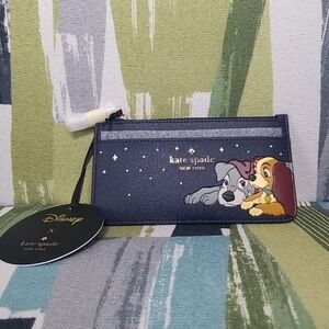 🎯Kate Spade Novelty Disney Lady & the Tramp Zip Slim Card Holder Wallet LAST 1